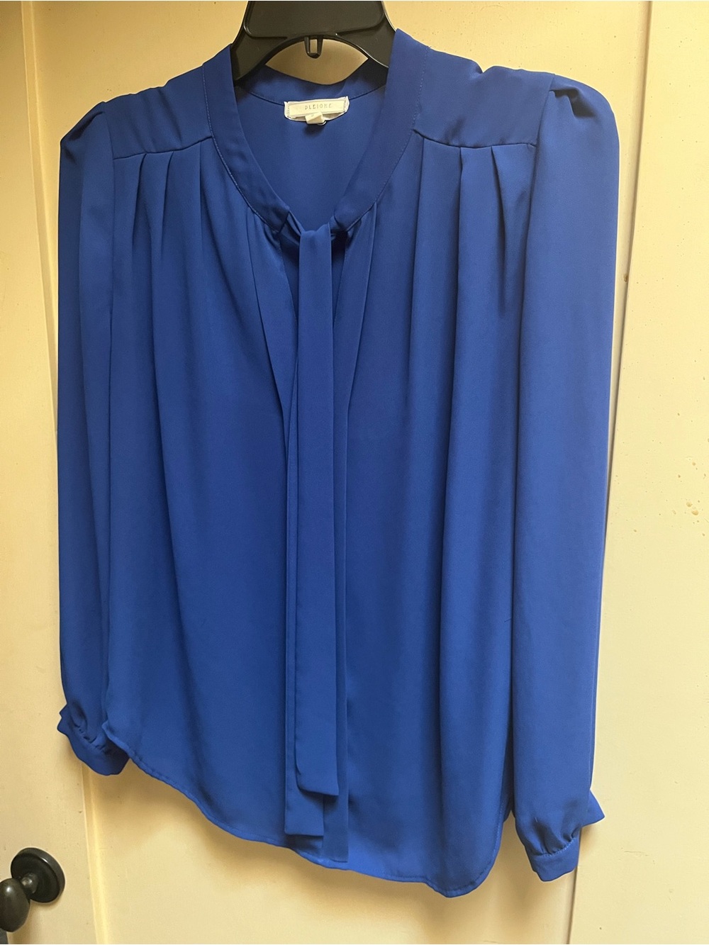 Pleione Cobalt Blue Tie-Neck Blouse